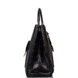Pre-owned Christian Dior Diorissimo Pocket Tote Black Matte Alligator Silver Hardware