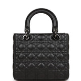 Christian Dior Medium Lady Dior Tote Black Lambskin Ruthenium Hardware