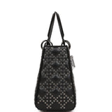 Christian Dior Lucky Star Medium Lady Dior Tote Black Lambskin Ruthenium Hardware