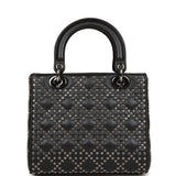 Christian Dior Lucky Star Medium Lady Dior Tote Black Lambskin Ruthenium Hardware