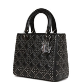 Christian Dior Lucky Star Medium Lady Dior Tote Black Lambskin Ruthenium Hardware