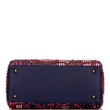 Christian Dior Medium Lady Dior Tote Navy Beaded Leather Gold Hardware