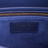 Christian Dior Medium Lady Dior Tote Navy Beaded Leather Gold Hardware