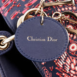 Christian Dior Medium Lady Dior Tote Navy Beaded Leather Gold Hardware