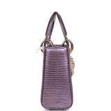 Christian Dior Mini Lady Dior Purple Iridescent Salvator Lizard Light Gold Hardware