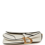Pre-owned Christian Dior Saddle Bag White Grained Calfskin Gold Hardware