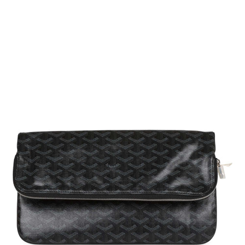 Goyard Sainte-Marie MM Foldable Clutch Bag Jet Black Goyardine Silver Hardware