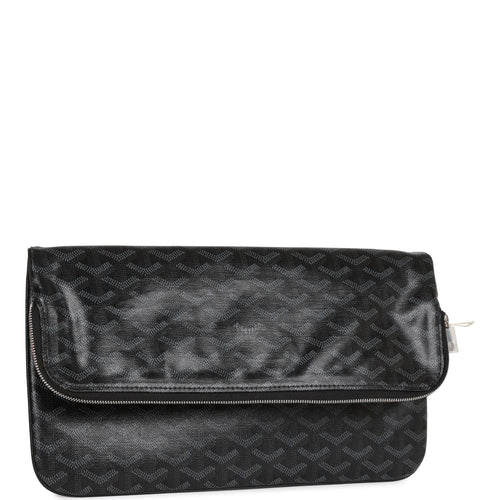 Goyard Sainte-Marie MM Foldable Clutch Bag Jet Black Goyardine Silver Hardware