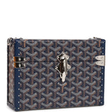 Goyard Goyardine Dark Blue Cassette Trunk Clutch/Shoulder Bag Palladium Hardware