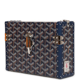 Goyard Goyardine Dark Blue Cassette Trunk Clutch/Shoulder Bag Palladium Hardware