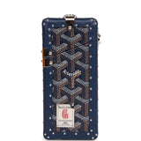 Goyard Goyardine Dark Blue Cassette Trunk Clutch/Shoulder Bag Palladium Hardware