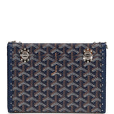 Goyard Goyardine Dark Blue Cassette Trunk Clutch/Shoulder Bag Palladium Hardware