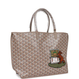 Goyard Goyardine Greige Anjou PM Embroidered Bunny Khaki Bag Palladium Hardware