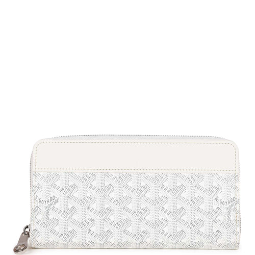 Goyard Goyardine White Matignon Wallet GM Palladium Hardware