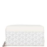 Goyard Goyardine White Matignon Wallet GM Palladium Hardware