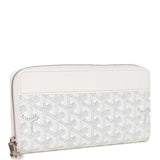 Goyard Goyardine White Matignon Wallet GM Palladium Hardware