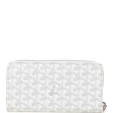 Goyard Goyardine White Matignon Wallet GM Palladium Hardware