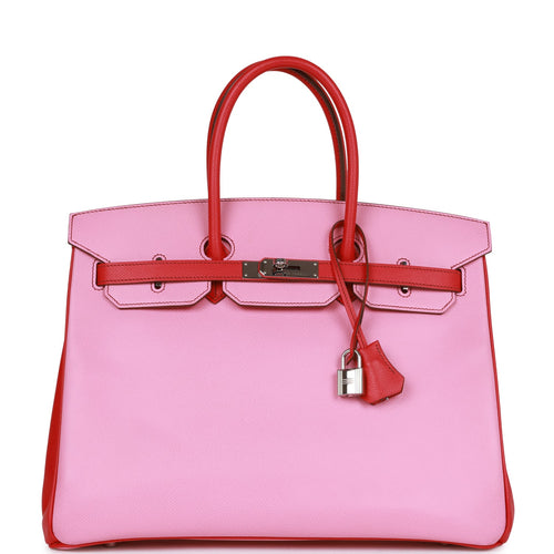 Pre-owned Hermes Special Order (HSS) Birkin 35 Bubblegum and Bougainvillea Epsom Palladium Hardware