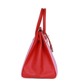 Pre-owned Hermes Special Order (HSS) Birkin 35 Bubblegum and Bougainvillea Epsom Palladium Hardware