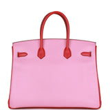 Pre-owned Hermes Special Order (HSS) Birkin 35 Bubblegum and Bougainvillea Epsom Palladium Hardware