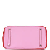 Pre-owned Hermes Special Order (HSS) Birkin 35 Bubblegum and Bougainvillea Epsom Palladium Hardware