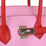 Pre-owned Hermes Special Order (HSS) Birkin 35 Bubblegum and Bougainvillea Epsom Palladium Hardware