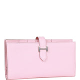 Hermes Bearn Gusset Wallet Rose Sakura Chevre Palladium Hardware