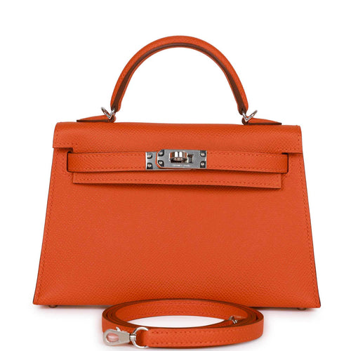 Hermes Kelly Sellier 20 Orange Epsom Palladium Hardware