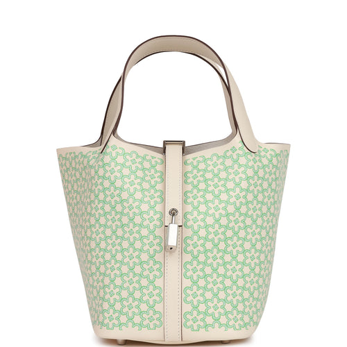 Hermes Picotin Lock 18 "Lucky Daisy" Nata Swift Palladium Hardware NO RESERVE!