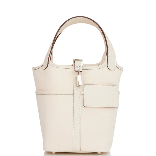 Hermes Picotin Cargo 18 Nata Swift and Toile Canvas Palladium Hardware NO RESERVE!