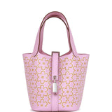 Hermes Micro Picotin Lock 14 "Lucky Daisy" Mauve Sylvestre Swift Palladium Hardware