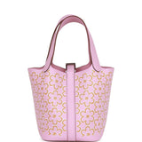 Hermes Micro Picotin Lock 14 "Lucky Daisy" Mauve Sylvestre Swift Palladium Hardware