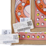 Hermes "Gavroche Electrique" Beige Silk Pocket Square Scarf 45cm