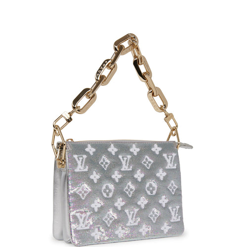 Louis Vuitton Silver Sequin Monogram Coussin BB